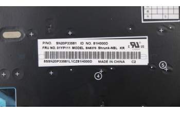 Lenovo 01YP111 NB_KYB FRU COMO SK,LTN,KB,BK,KR