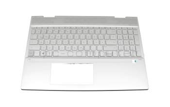 46M0GBCS0025 original HP clavier incl. topcase DE (allemand) argent/argent avec rétro-éclairage (DIS)