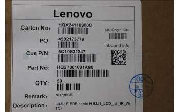 Lenovo 5C10S31247 CABLE EDP cable H 83J1_LCD_nt _IR_W/ TOF