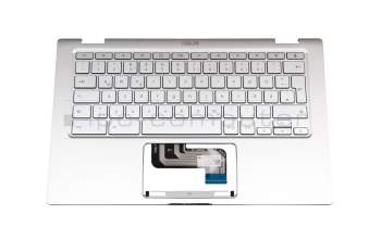 90NX0231-R31GE0 original Asus clavier incl. topcase DE (allemand) argent/argent avec rétro-éclairage