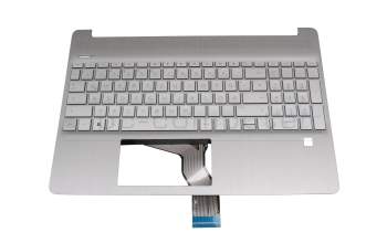 Clavier incl. topcase DE (allemand) argent/argent (Fingerprint) original pour HP 15s-eq1000