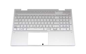 Clavier incl. topcase DE (allemand) argent/argent avec rétro-éclairage (UMA) original pour HP Envy x360 15-ed1000