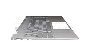 Clavier incl. topcase DE (allemand) argent/argent avec rétro-éclairage (UMA) original pour HP Envy x360 15-ed1000