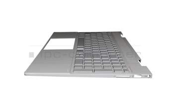 Clavier incl. topcase DE (allemand) argent/argent avec rétro-éclairage (UMA) original pour HP Envy x360 15-ed1000