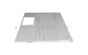 Clavier incl. topcase DE (allemand) argent/argent avec rétro-éclairage (graphiques UMA) original pour HP Pavilion 15-cs2600