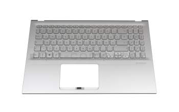 Clavier incl. topcase DE (allemand) argent/argent avec rétro-éclairage original pour Asus VivoBook 15 X512JP