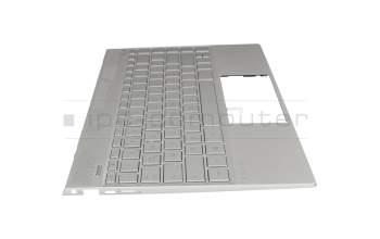 Clavier incl. topcase DE (allemand) argent/argent avec rétro-éclairage original pour HP Envy 13-ah1500