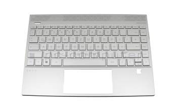 Clavier incl. topcase DE (allemand) argent/argent avec rétro-éclairage original pour HP Envy 13-aq0500