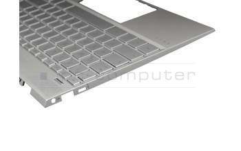 Clavier incl. topcase DE (allemand) argent/argent avec rétro-éclairage original pour HP Envy 13-aq0500