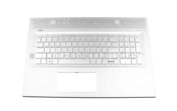 Clavier incl. topcase DE (allemand) argent/argent avec rétro-éclairage original pour HP Envy 17-bw0300