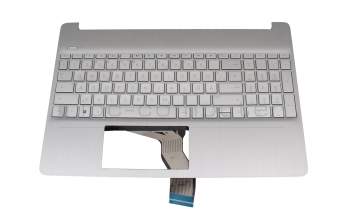 Clavier incl. topcase DE (allemand) argent/argent original pour HP 15s-eq1000