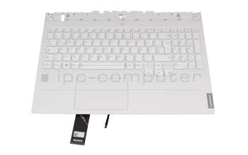 Clavier incl. topcase DE (allemand) blanc/blanc avec rétro-éclairage original pour Lenovo Legion 5-15ACH6A (82NW)