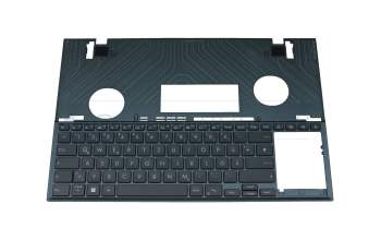 Clavier incl. topcase DE (allemand) bleu/bleu avec rétro-éclairage original pour Asus ZenBook Pro 15 Duo UX582ZM