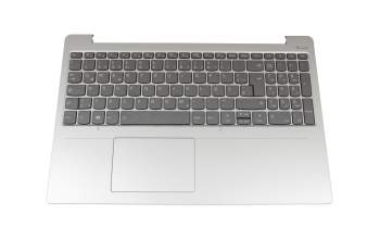 Clavier incl. topcase DE (allemand) gris/argent avec rétro-éclairage original pour Lenovo IdeaPad 330S-15AST (81F9)