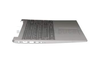 Clavier incl. topcase DE (allemand) gris/argent avec rétro-éclairage original pour Lenovo IdeaPad 330S-15AST (81F9)