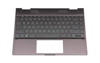 Clavier incl. topcase DE (allemand) gris foncé/gris avec rétro-éclairage original pour HP Envy x360 13-ag0500