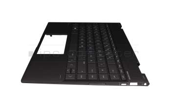 Clavier incl. topcase DE (allemand) gris foncé/gris avec rétro-éclairage original pour HP Envy x360 13-ag0500