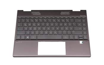 Clavier incl. topcase DE (allemand) gris/gris avec rétro-éclairage original pour HP Envy x360 13-ar0500