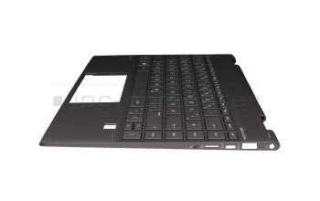 Clavier incl. topcase DE (allemand) gris/gris avec rétro-éclairage original pour HP Envy x360 13-ar0500