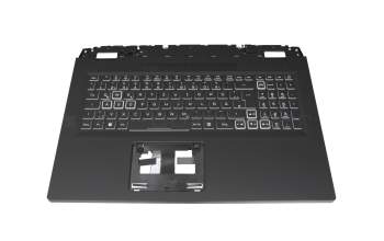 Clavier incl. topcase DE (allemand) moir/blanc/noir avec rétro-éclairage original pour Acer Nitro 5 (AN517-42)