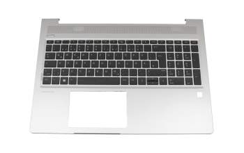 Clavier incl. topcase DE (allemand) noir/argent avec rétro-éclairage original pour HP ProBook 455R G6