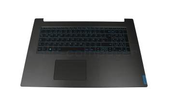 Clavier incl. topcase DE (allemand) noir/bleu/argent avec rétro-éclairage original pour Lenovo IdeaPad L340-17IRH (81LL)