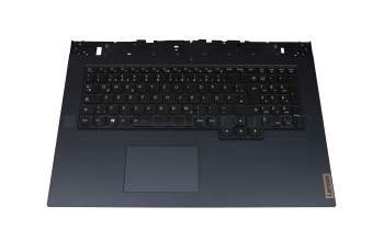 Clavier incl. topcase DE (allemand) noir/bleu avec rétro-éclairage original pour Lenovo Legion 5-17ACH6H (82JY)