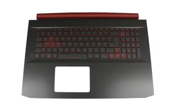 Clavier incl. topcase DE (allemand) noir/noir avec rétro-éclairage (GTX 1660Ti/RTX 2060) original pour Acer Nitro 5 (AN517-51)