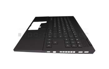 Clavier incl. topcase DE (allemand) noir/noir avec rétro-éclairage (Mica Silver Aluminium) original pour HP Omen 15-en0000