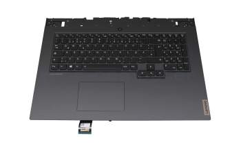 Clavier incl. topcase DE (allemand) noir/noir avec rétro-éclairage original pour Lenovo Legion 5-17IMH05 (82B3)