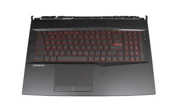 Clavier incl. topcase DE (allemand) noir/noir avec rétro-éclairage original pour MSI GL75 9SD/9SDK/9SE/9SEK (MS-17E5)