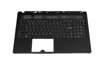 Clavier incl. topcase DE (allemand) noir/noir avec rétro-éclairage original pour MSI GS63 Stealth 8RC/8RD (MS-16K6)