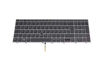 ET2WW000200LQSD original HP clavier DE (allemand) gris foncé/gris avec rétro-éclairage et mouse stick