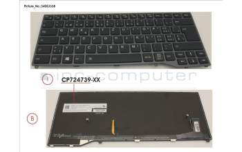 Fujitsu FUJ:CP724739-XX KEYBOARD BLACK W/ BL SWISS