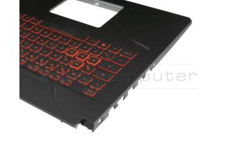 V170762EE1 original Sunrex clavier incl. topcase DE (allemand) noir/rouge/noir avec rétro-éclairage