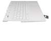 Clavier incl. topcase DE (allemand) blanc/blanc avec rétro-éclairage original pour Lenovo Legion 5-15ACH6A (82NW)