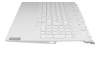 Clavier incl. topcase DE (allemand) blanc/blanc avec rétro-éclairage original pour Lenovo Legion 5-15ACH6A (82NW)