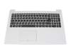 Clavier incl. topcase DE (allemand) gris/blanc original pour Lenovo IdeaPad 320-15IKBRN (81BG/81BT)