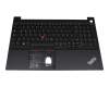 Clavier incl. topcase DE (allemand) noir/noir avec rétro-éclairage et mouse stick original pour Lenovo ThinkPad E15 Gen 4 (21E6/21E7)