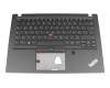 Clavier incl. topcase DE (allemand) noir/noir avec rétro-éclairage et mouse stick original pour Lenovo ThinkPad T490s (20NX/20NY)